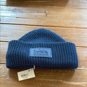 NWT Coach Ribbed Tonal Patch Cuff Beanie